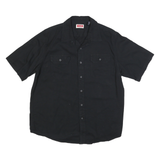 WRANGLER Mens Black Casual Cotton Shirt L Button Pocket Short Sleeve