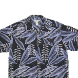 FIELDGEAR Mens Black & Blue Leaf Print Silk Shirt M Casual Summer Button-Up