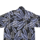 FIELDGEAR Mens Black & Blue Leaf Print Silk Shirt M Casual Summer Button-Up