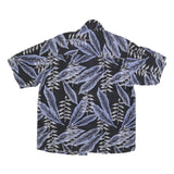 FIELDGEAR Mens Black & Blue Leaf Print Silk Shirt M Casual Summer Button-Up