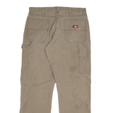 DICKIES Mens Regular Fit Jeans Beige Cotton Blend Zip W34 L32 Workwear Trousers