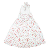 Womens White Floral Halter Midi Dress Polyester Blend Summer Casual Size M