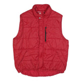 TOMMY HILFIGER Mens Red Polyester Puffer Jacket L Quilted Sleeveless Zip