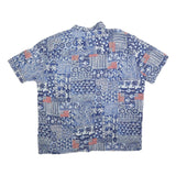 ISLAND SHORES Mens Blue White & Red Pattern Rayon Shirt 2XL Casual Summer
