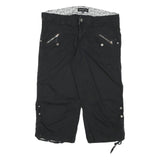 GASOLINE Womens Shorts Black Casual XL W34 Cotton Blend Zip Pocket