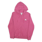 ADIDAS Womens Pink Full Zip Hoodie M Cotton Blend Sportswear Casual Sweatshirt