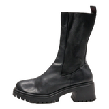 STEVE MADDEN High Boots Black Leather Womens UK 8