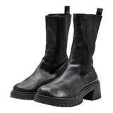 STEVE MADDEN High Boots Black Leather Womens UK 8