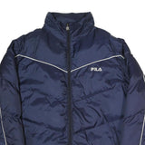 FILA Mens Navy Blue Zip Jacket L Polyester Blend Plain Sportswear Casual