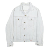 GUESS Mens Light Blue Denim Jacket L Cotton Button Plain Casual Classic Fit