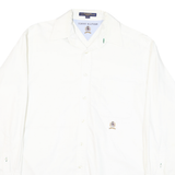 TOMMY HILFIGER Mens White Plain Long Sleeve Shirt L Classic Cotton