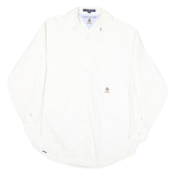 TOMMY HILFIGER Mens White Plain Long Sleeve Shirt L Classic Cotton