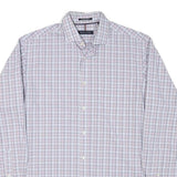 TOMMY HILFIGER Mens White & Pink Check Shirt M Classic Fit Button-Down Collar
