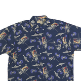 NATURAL ISSUE Mens Blue Pattern Shirt XL Cotton Button Sleeve Casual Short