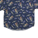 NATURAL ISSUE Mens Blue Pattern Shirt XL Cotton Button Sleeve Casual Short