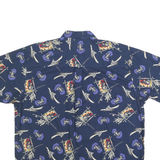 NATURAL ISSUE Mens Blue Pattern Shirt XL Cotton Button Sleeve Casual Short