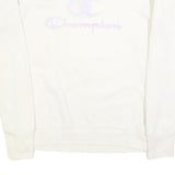 CHAMPION Womens White Crew Neck M Cotton Blend Logo Sweatshirt Pullover
