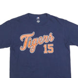 MLB Mens Blue Tigers 15 Graphic T-Shirt L Short Sleeve Crew Neck Cotton Blend