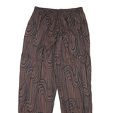 KHAADI Womens Cotton Blend Relaxed Brown Black Swirl Patterned Trousers W25 L26