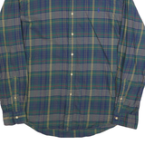 RALPH LAUREN Mens Green & Navy Check Shirt XL Cotton Blend Long Sleeve Button