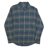 RALPH LAUREN Mens Green & Navy Check Shirt XL Cotton Blend Long Sleeve Button