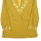 CHRISTIAN ILINARES Womens Yellow Linen Blend Jacket M Button Embroidered