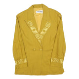 CHRISTIAN ILINARES Womens Yellow Linen Blend Jacket M Button Embroidered