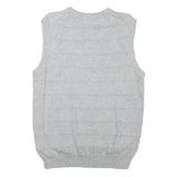 CHAPS Mens Grey Plain V Neck Basic Knit S Sleeveless Cotton Blend Jumper Vest