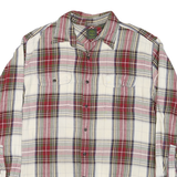 TIMBERLAND Mens White & Red Plaid Long Sleeve Shirt L Cotton Blend Casual