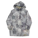 FUCHS & SCHMITT Womens Grey Jacket L Polyester Blend Printed Zip Hooded Casual
