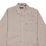 LEVI'S Mens Beige Brown Check Shirt L Cotton Blend Long Sleeve Button Front