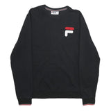 FILA Mens Black Cotton Blend Crew Neck XL Logo Sweatshirt Casual Pullover