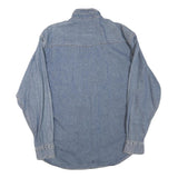 RIFLE Mens Blue Denim Shirt M Long Sleeve Button Front Casual Cotton Blend