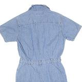 GLORIA VANDERBLIT Womens Blue Denim Playsuit Short Sleeve Button Front M Casual