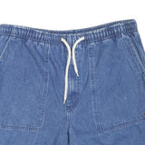 Mens Casual Blue Cotton Blend Drawstring Shorts L W36 Relaxed Fit