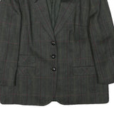 HENSEL AND MORTENSEN Womens Grey Wool Classic Jacket M Herringbone Check Pattern