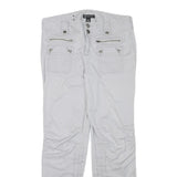 INC Womens White Cotton Blend Regular Leg Trousers W32 L28 Casual Zip Closure