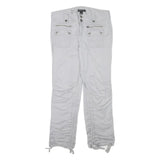 INC Womens White Cotton Blend Regular Leg Trousers W32 L28 Casual Zip Closure