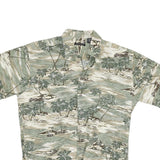 PIERRE CARDIN Mens Beige & Green Tropical Print Cotton Shirt M Casual Summer