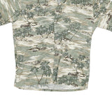 PIERRE CARDIN Mens Beige & Green Tropical Print Cotton Shirt M Casual Summer