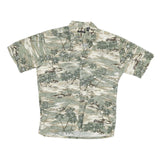 PIERRE CARDIN Mens Beige & Green Tropical Print Cotton Shirt M Casual Summer