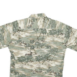 PIERRE CARDIN Mens Beige & Green Tropical Print Cotton Shirt M Casual Summer