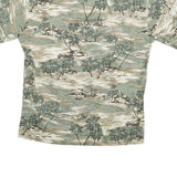 PIERRE CARDIN Mens Beige & Green Tropical Print Cotton Shirt M Casual Summer