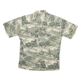 PIERRE CARDIN Mens Beige & Green Tropical Print Cotton Shirt M Casual Summer