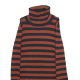 DKNY Womens Rust & Black Patterned Jumper Roll Neck Rib Knit Size S Striped