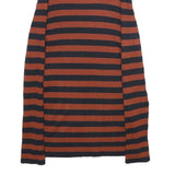 DKNY Womens Rust & Black Patterned Jumper Roll Neck Rib Knit Size S Striped