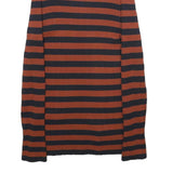 DKNY Womens Rust & Black Patterned Jumper Roll Neck Rib Knit Size S Striped