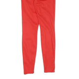 Womens Cotton Red Slim Skinny Trousers W24 L28 Slim Fit Zip Closure