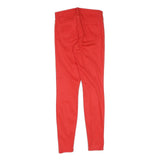 Womens Cotton Red Slim Skinny Trousers W24 L28 Slim Fit Zip Closure