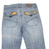 SAVVY Mens Cotton Blend Blue Denim Casual Shorts M W31 Stylish Stitch Detail